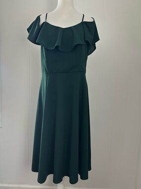 Forest Green Flared Maxi Skirt